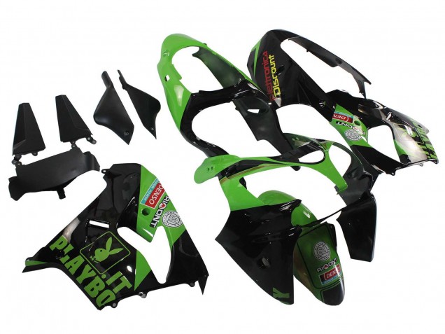 Carenagens Moto Kawasaki ZX9R 2000-2001 - Verde Preto Playboy DENSO