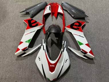 Carenagens Moto Aprilia RS660 2020-2024 - Branco Vermelho Preto Fibra de Carbono Verde
