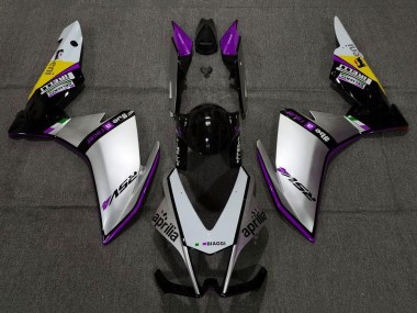 Carenagens Moto Aprilia RSV4 1000 2009-2015 - Prata Preto Roxo Amarelo