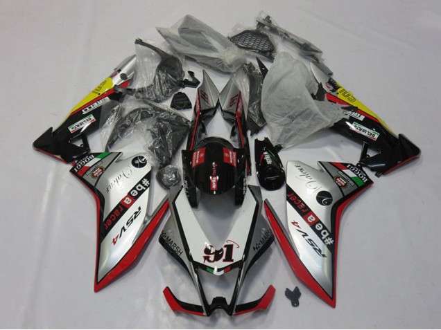 Carenagens Moto Aprilia RSV4 1000 2009-2015 - Prata Vermelho Preto Amarelo