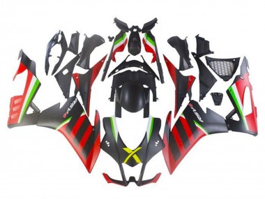 Carenagens Moto Aprilia RSV4 1000 2016-2020 - Preto Fosco Vermelho Verde Listra