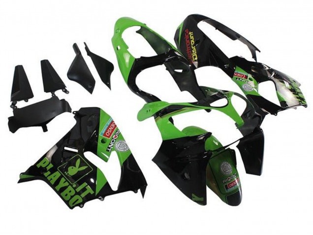 Carenagens Moto Kawasaki ZX9R 2002-2003 - Verde Preto Playboy