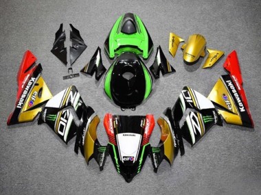 Carenagens Moto Kawasaki ZX10R 2004-2005 - Ouro Preto Verde Branco Vermelho