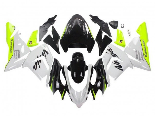 Carenagens Moto Kawasaki ZX10R 2004-2005 - Branco Preto Amarelo Néon