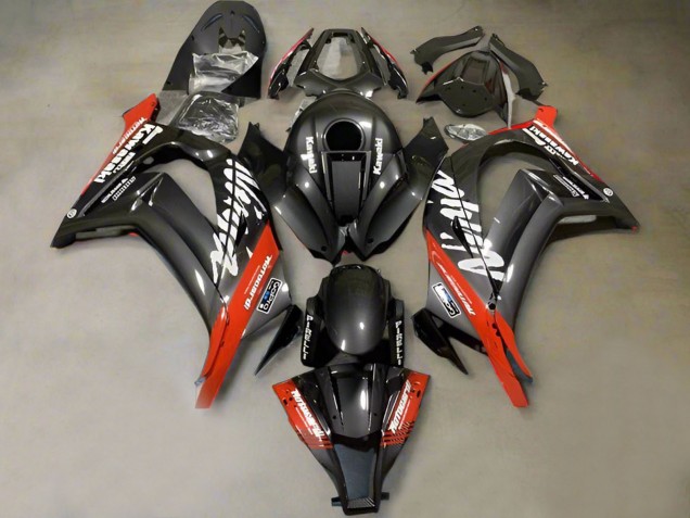 Carenagens Moto Kawasaki ZX10R 2011-2015 - Falso Fibra de Carbono Vermelho Branco