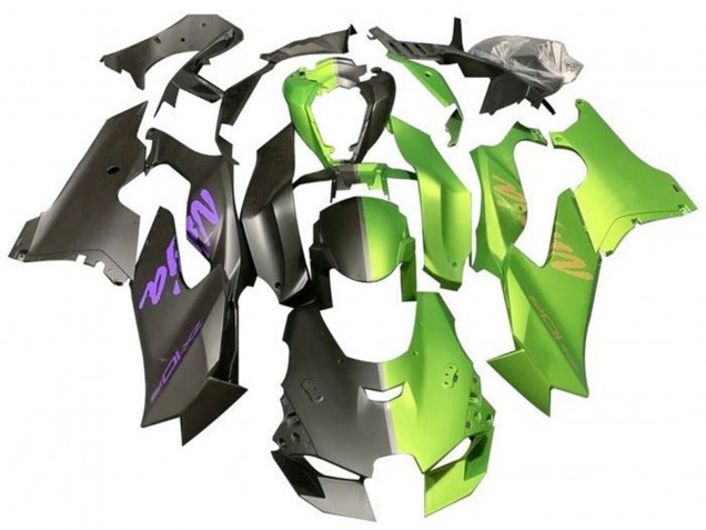 Carenagens Moto Kawasaki ZX10R 2021-2025 - Preto Fosco Verde Fosco Divisão