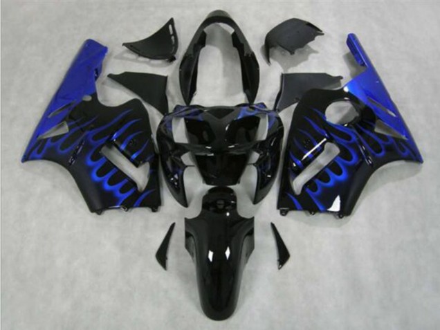 Carenagem Moto Kawasaki ZX12R 2002-2006 - Preto Brilhante Azul Chama