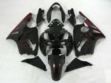 Carenagens Moto Kawasaki ZX12R 2002-2006 - Preto Brilhante Borgonha Chama
