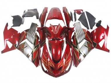 Carenagens Moto Kawasaki ZX14R ZZR1400 2006-2011 - Vermelho Prata Preto Ouro