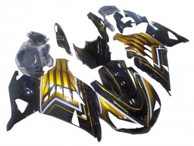 Carenagens Moto Kawasaki ZX14R ZZR1400 2012-2024 - Preto Brilhante Ouro Listra