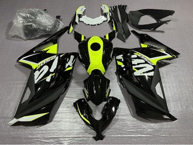 Carenagens Moto Kawasaki EX300 2013-2024 - Preto Brilhante Amarelo Néon Branco