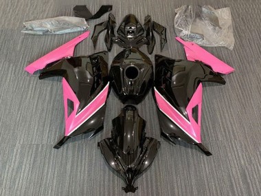 Carenagens Moto Kawasaki EX300 2013-2024 - Preto Brilhante Rosa Branco Listra