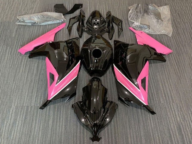 Carenagens Moto Kawasaki EX300 2013-2024 - Preto Brilhante Rosa Branco Listra