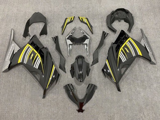 Carenagens Moto Kawasaki EX300 2013-2024 - Amarelo Prata Preto Brilhante Preto Fosco