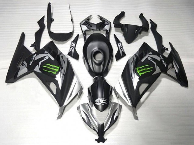 Carenagens Moto Kawasaki EX300 2013-2024 - Preto Fosco Prata Verde Monstro