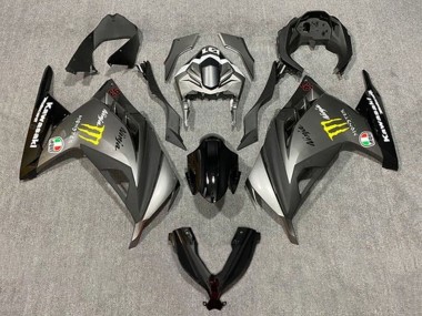 Carenagens Moto Kawasaki EX300 2013-2024 - Cinzento Fosco Preto Amarelo Monstro