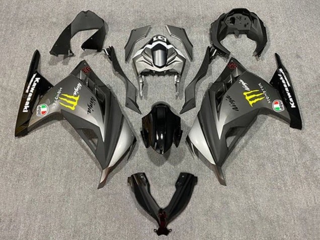 Carenagens Moto Kawasaki EX300 2013-2024 - Cinzento Fosco Preto Amarelo Monstro