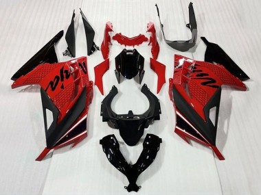 Carenagens Moto Kawasaki EX300 2013-2024 - Vermelho Preto Branco Listra