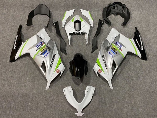 Carenagens Moto Kawasaki EX300 2013-2024 - Branco Prata Verde Preto