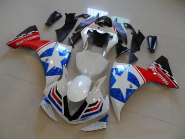 Carenagens Moto Yamaha YZF R1 2012-2014 - Branco Azul Vermelho Preto Estrela