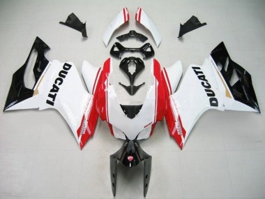 Carenagens Moto Ducati Panigale 1199 2011-2014 - Branco Vermelho Preto Brilhante Listra
