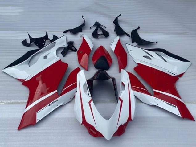 Carenagem Moto Ducati Panigale 1199 2011-2014 - Branco Vermelho Preto Brilhante