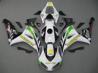 Carenagens Moto Honda CBR1000RR 2006-2007 - Branco Verde Amarelo Preto Brilhante Hannspree