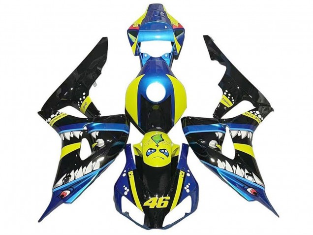 Carenagens Moto Honda CBR1000RR 2006-2007 - Azul Amarelo Preto Brilhante Tubarão 46