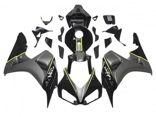 Carenagens Moto Honda CBR1000RR 2006-2007 - Cinzento Preto Brilhante Amarelo Listra
