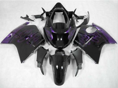 Carenagem Moto Honda CBR1100XX Blackbird 1996-2007 - Preto Brilhante Roxo Chama