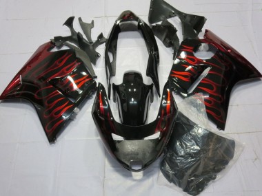Carenagens Moto Honda CBR1100XX Blackbird 1996-2007 - Preto Brilhante Vermelho Chama