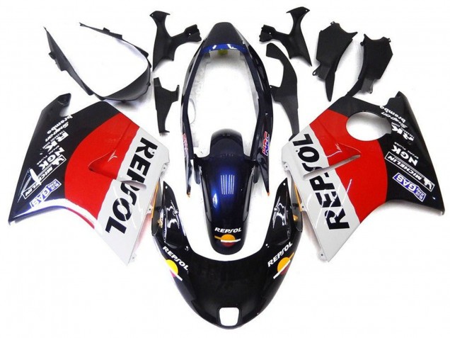 Carenagens Moto Honda CBR1100XX Blackbird 1996-2007 - Vermelho Branco Azul Preto Brilhante Repsol