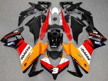 Carenagens Moto Honda CBR500R 2013-2015 - Laranja Branco Vermelho Preto Brilhante Repsol