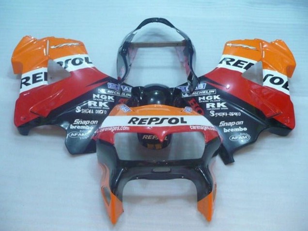 Carenagens Moto Honda VFR 800 1998-2001 - Laranja Branco Vermelho Preto Repsol