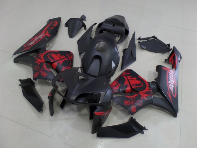 Carenagens Moto Honda CBR600RR 2005-2006 - Preto Fosco Vermelho Fosco Gear