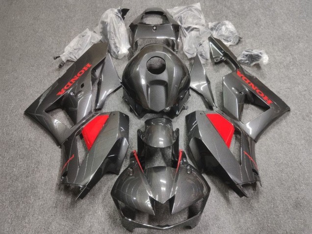 Carenagens Moto Honda CBR600RR 2013-2026 - Falso Fibra de Carbono Vermelho