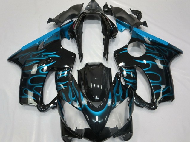 Carenagens Moto Honda CBR600 F4i 2004-2007 - Preto Brilhante Azul Claro Chama