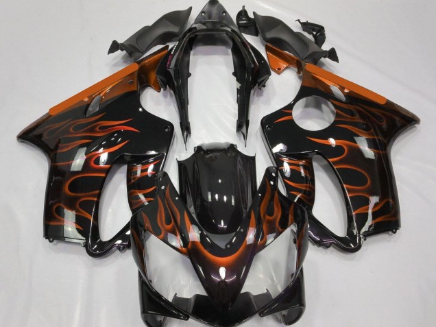 Carenagens Moto Honda CBR600 F4i 2004-2007 - Preto Brilhante Laranja Chama