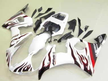 Carenagens Moto Yamaha YZF R6 2003-2004 - Branco Vermelho Preto Chama Michelin