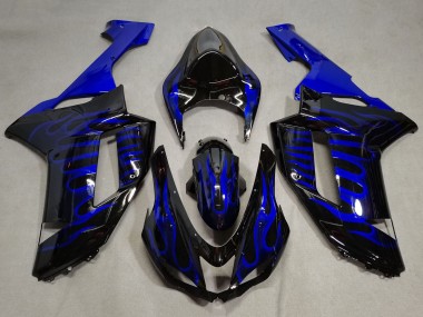 Carenagens Moto Kawasaki ZX6R 2007-2008 - Preto Azul Chama