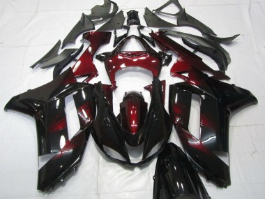 Carenagens Moto Kawasaki ZX6R 2007-2008 - Preto Vermelho Escuro