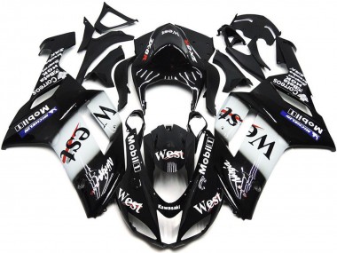 Carenagens Moto Kawasaki ZX6R 2007-2008 - Preto Branco West Mobil