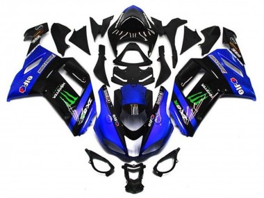 Carenagens Moto Kawasaki ZX6R 2007-2008 - Azul Preto Verde Monstro