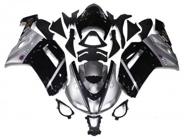 Carenagens Moto Kawasaki ZX6R 2007-2008 - Prata Preto Elf