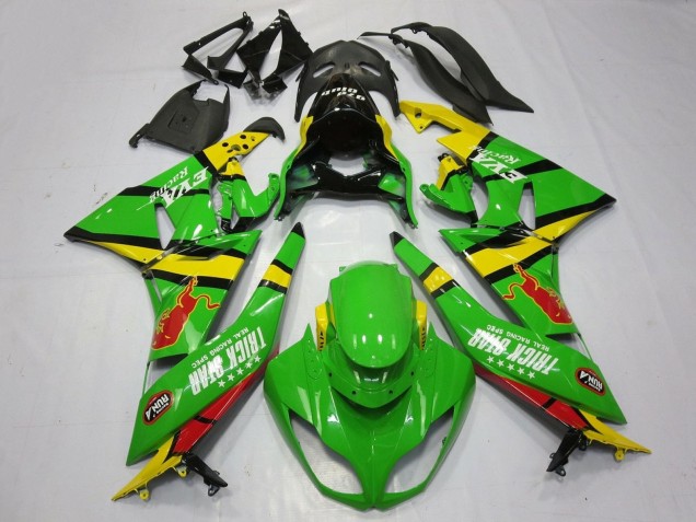 Carenagens Moto Kawasaki ZX6R 2009-2012 - Verde Amarelo Vermelho Preto Trick Star Red Bull