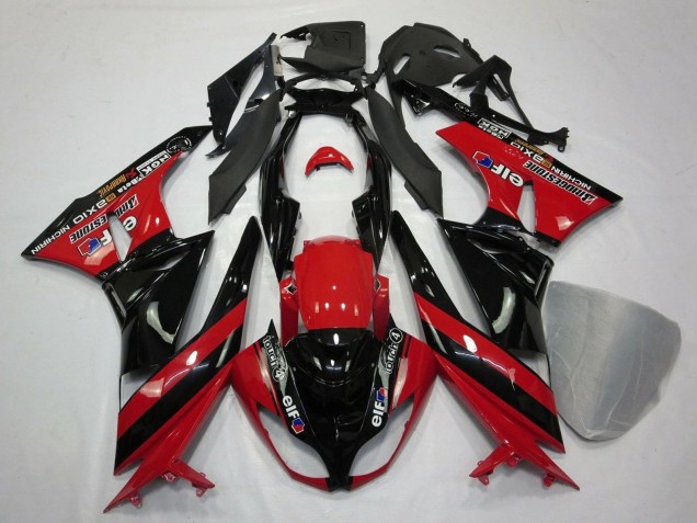 Carenagens Moto Kawasaki ZX6R 2009-2012 - Vermelho Preto Brilhante Elf Touch4 Bridgestone