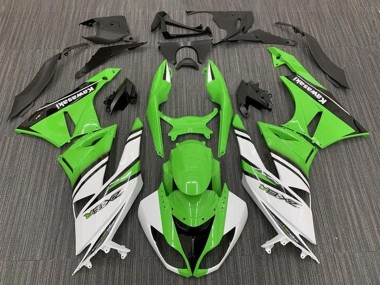 Carenagens Moto Kawasaki ZX6R 2009-2012 - Verde Branco Preto Listra