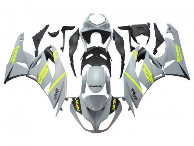 Carenagens Moto Kawasaki ZX6R 2009-2012 - Cinzento Amarelo Preto