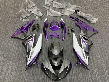Carenagens Moto Kawasaki ZX6R 2009-2012 - Roxo Branco Prata Preto