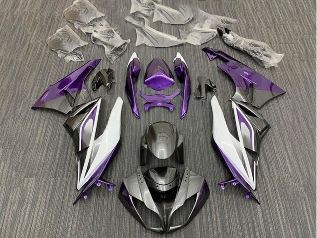 Carenagens Moto Kawasaki ZX6R 2009-2012 - Roxo Branco Prata Preto